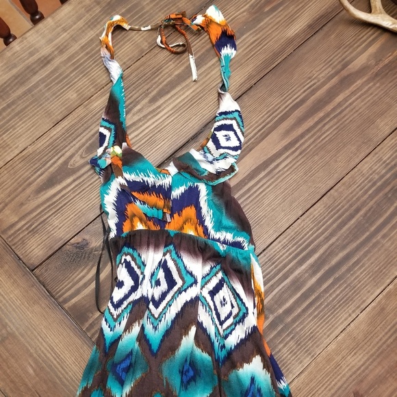Boho V Neck Halter Dress Size Small - Picture 2 of 7